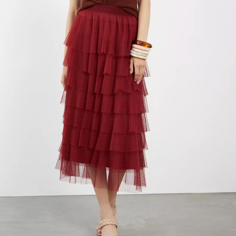 Anthropologie Tiered Tulle Midi Skirt NWT